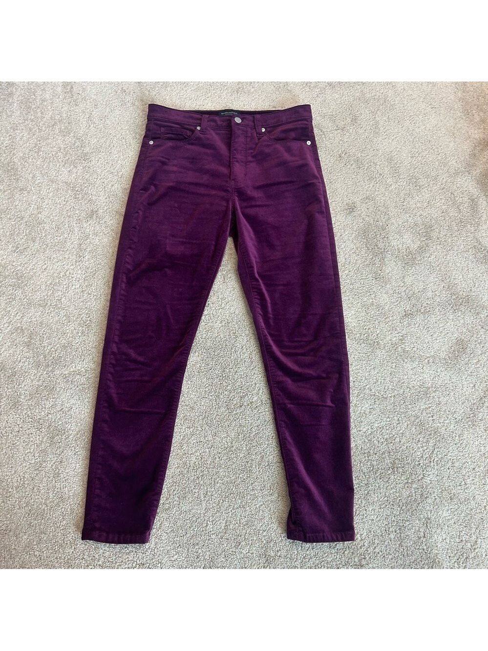 Banana Republic Purple premium denim high-rise skinny corduroy slim pants Sz 28